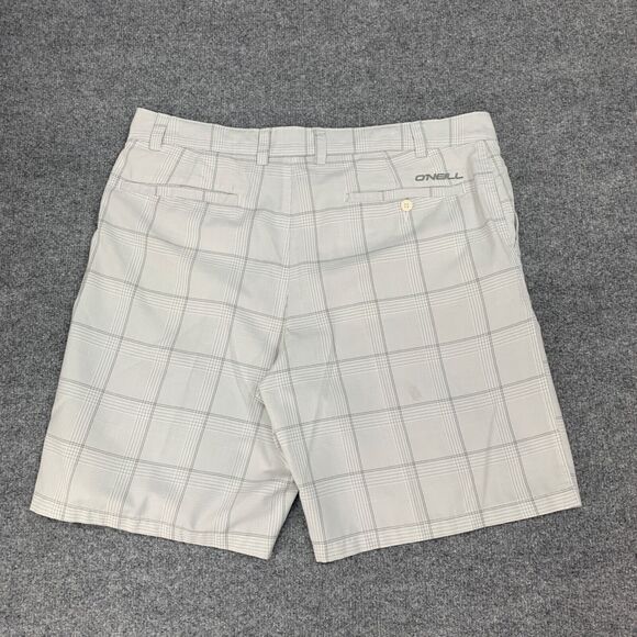 O'Neill Shorts Mens 38 White Plaid Walking Bermuda Flat Front High Rise Golf - Picture 9 of 13